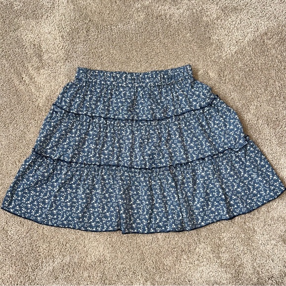Floral Blue Skirt - Picture 1 of 6